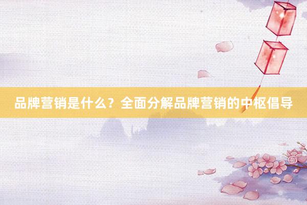 品牌营销是什么?全面分解品牌营销的中枢倡导